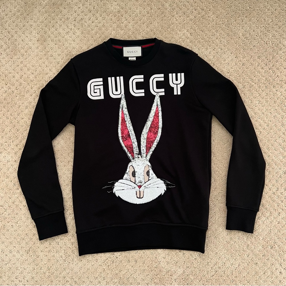 GUCCI BUGS BUNNY SEQUINED CREW NECK SWEATER